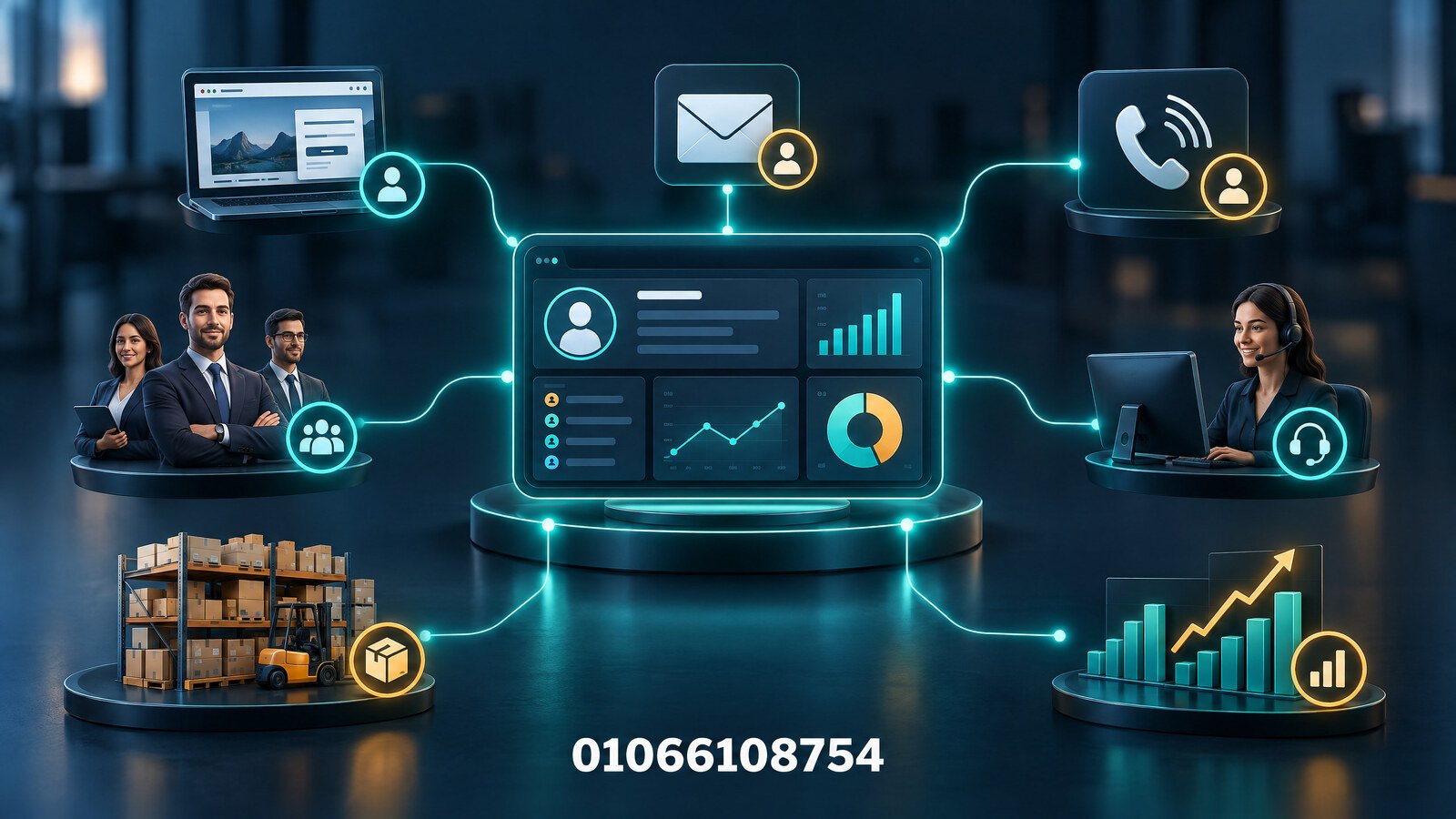 ربط نظام CRM بقنوات البيع وخدمة العملاء