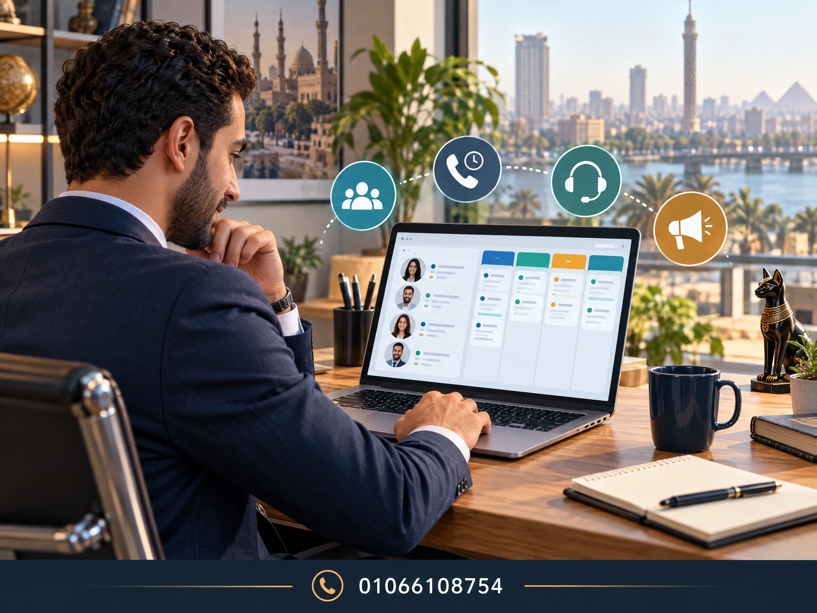 مشهد توضيحي لإدارة المبيعات وعلاقات العملاء عبر CRM