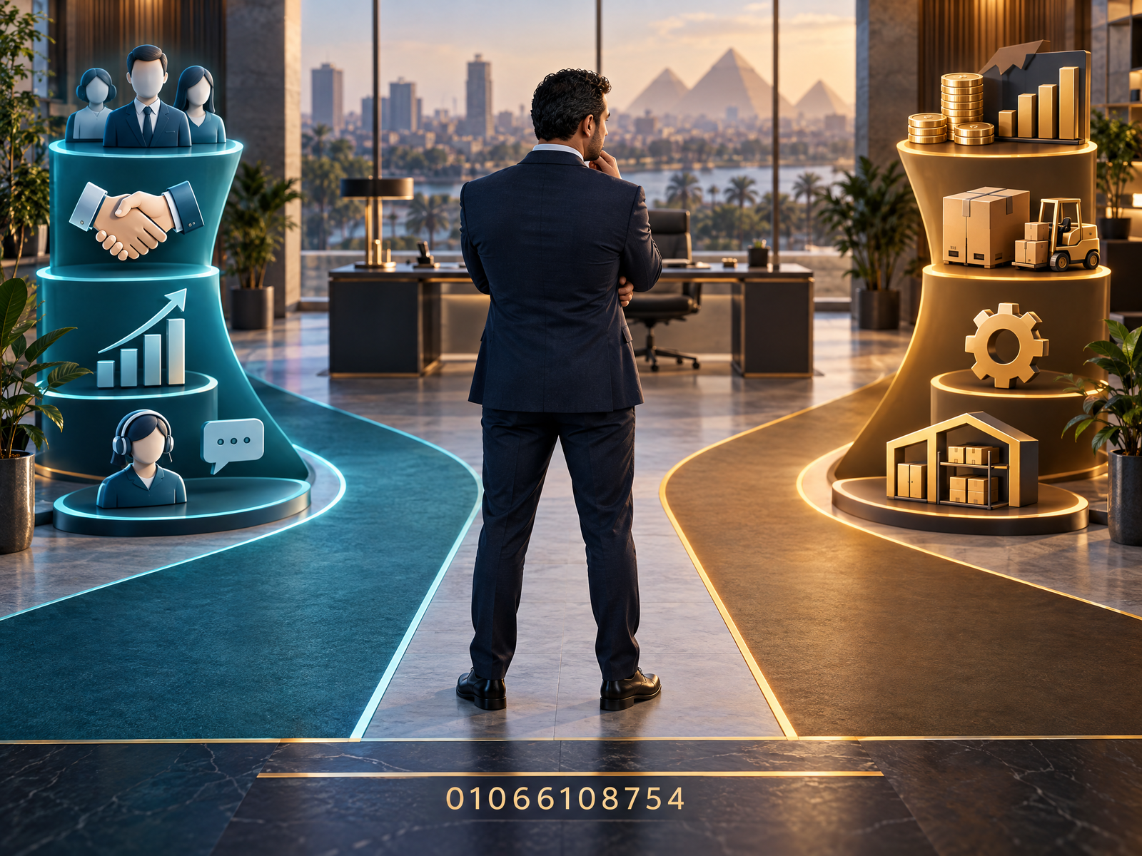 صورة توضيحية لمقارنة مسار البدء بـ CRM أو ERP